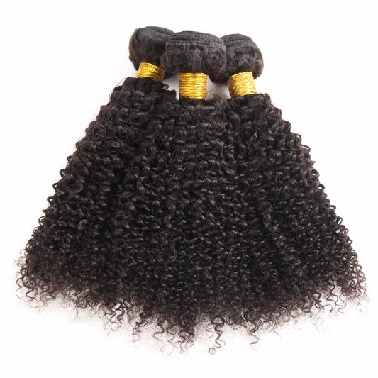 Kinky curly hair virgin Brazilian hair Bundles with lace front closure 100% virgin hair bundles for black women