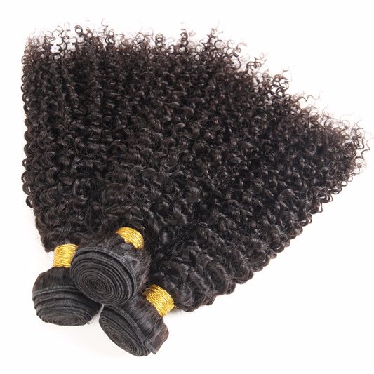 Kinky curly hair virgin Brazilian hair Bundles with lace front closure 100% virgin hair bundles for black women