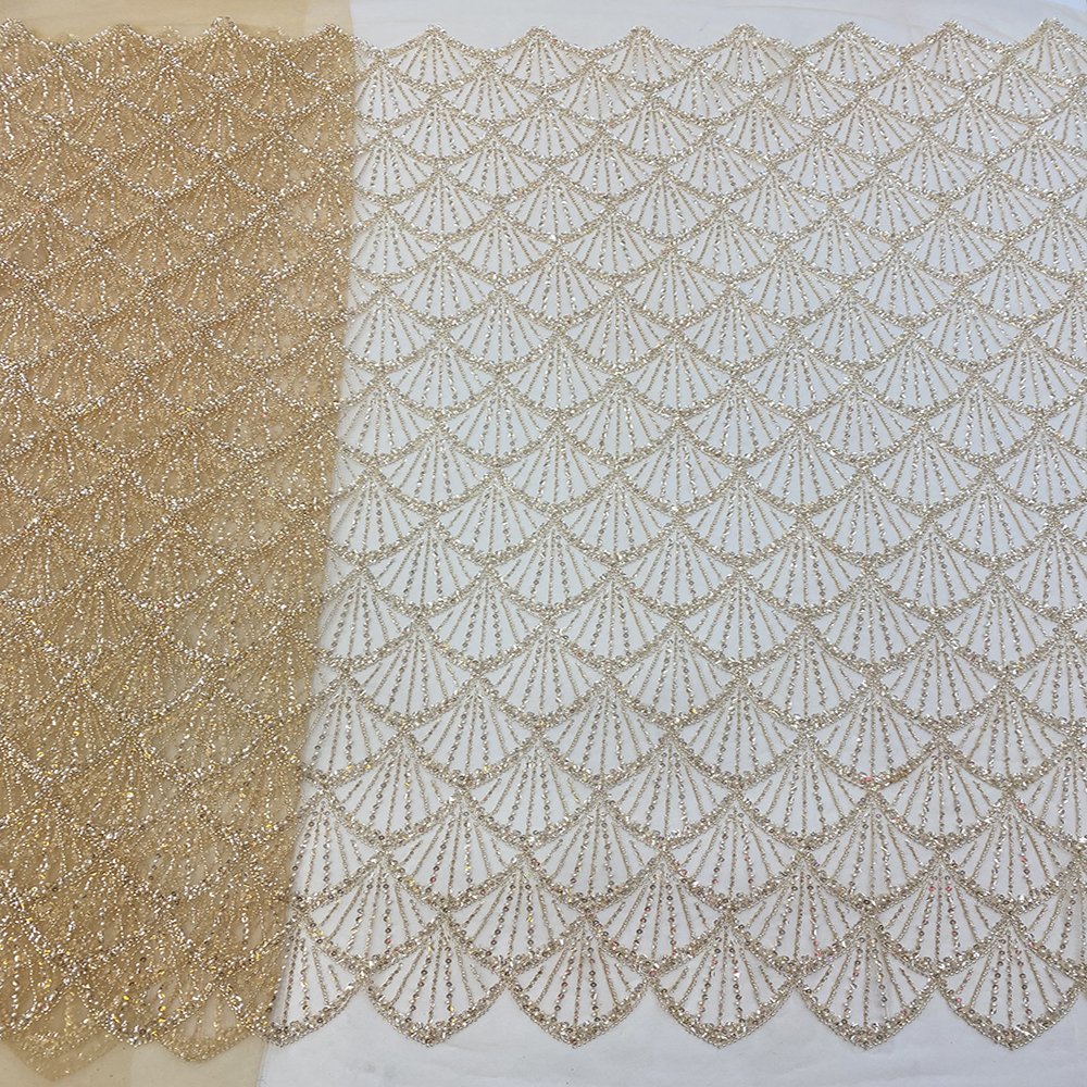 NI.AI Most Popular African French Embroidered Mesh Lace Fabrics Fashion Nigerian Net Lace With Beads And Sequins For Dress