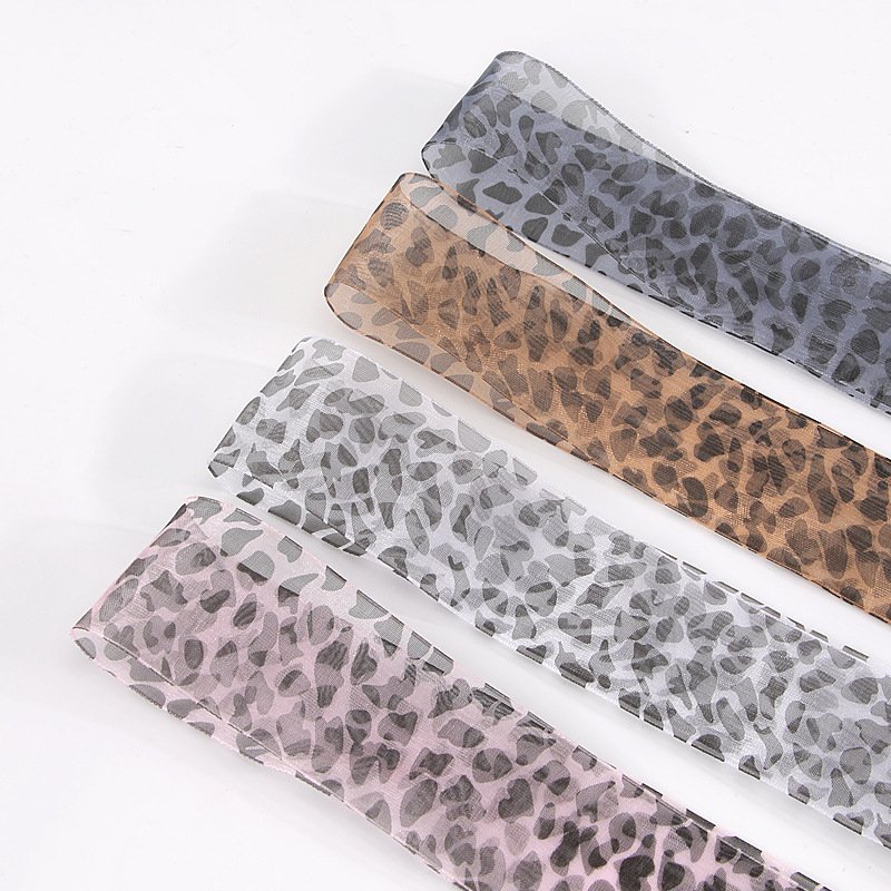 2.5cm 4 wide shoelaces leopard pattern ribbon yarn lace flat snow