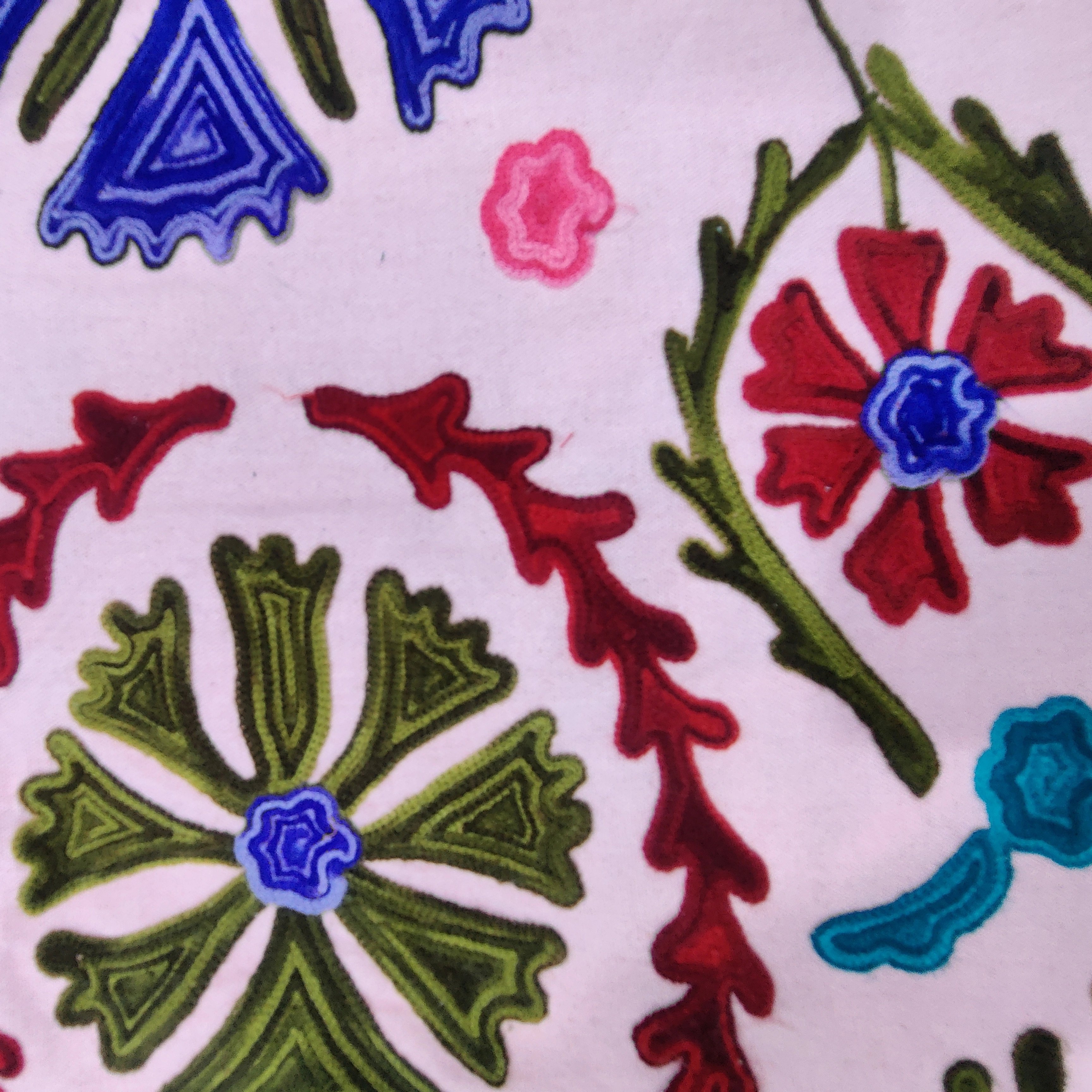 Suzane Elegant Multicolor Floral Embroidery on Rose Pink Cotton Duck Fabric Cotton Embroidery Fabric