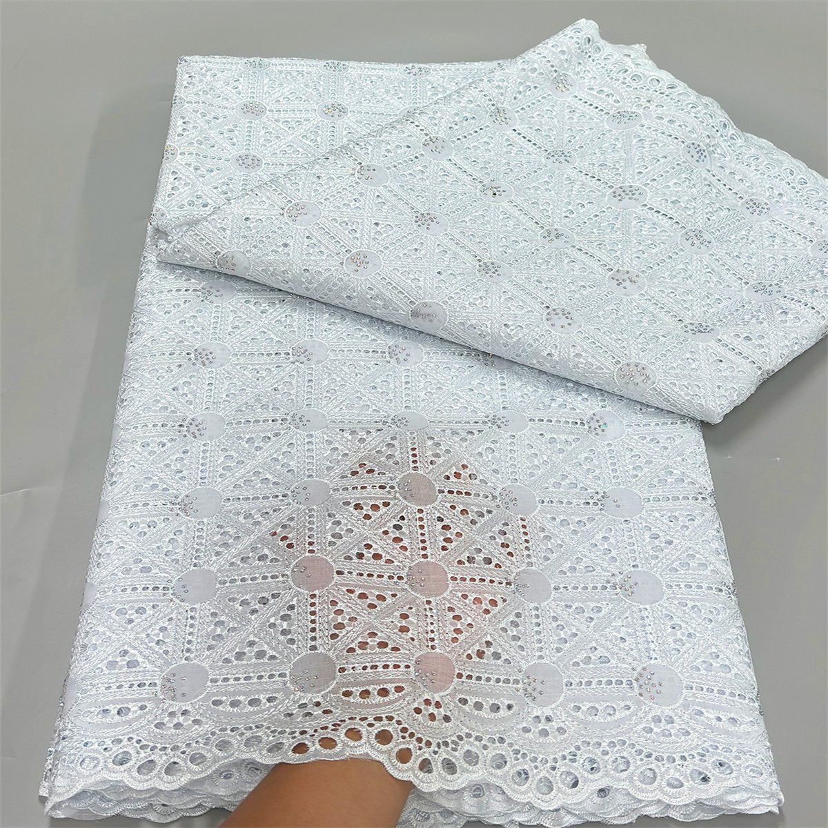 Swiss Voile Cotton Lace Fabric 2024 Latest Nigerian Lace Fabric Stones Sew For Women Wedding Elegant Party Dresses