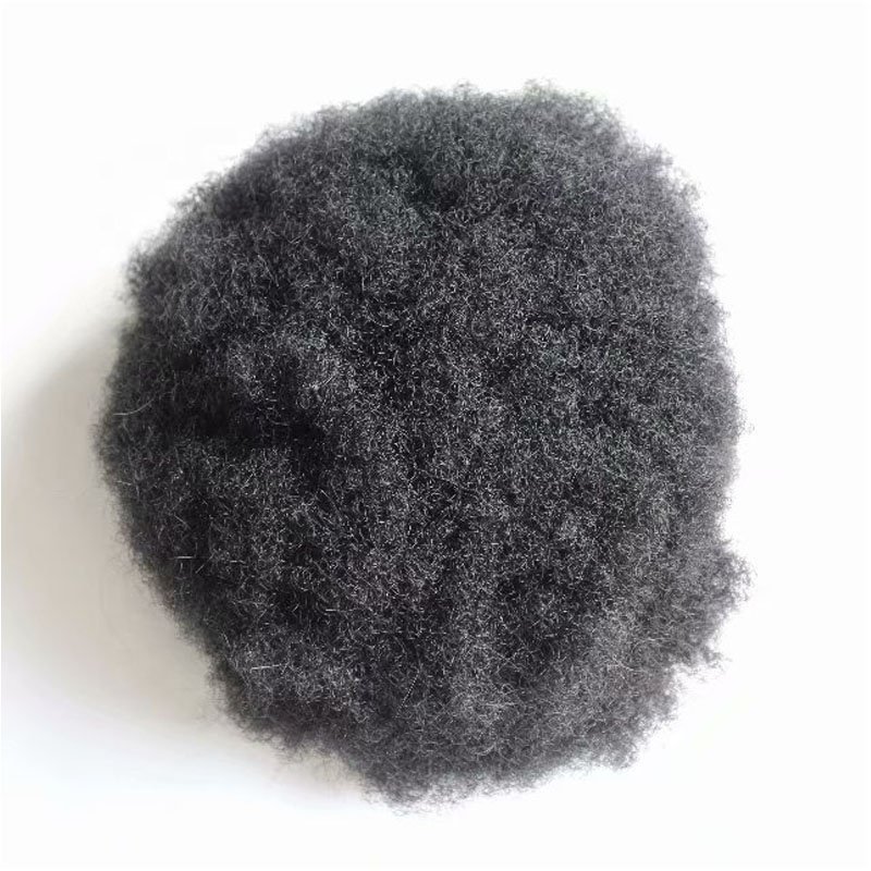 Full Lace Base Mens Hairpiece Afro Kinky Curly 10X8 Inch Jet Black Color Afro Toupee For Black Men