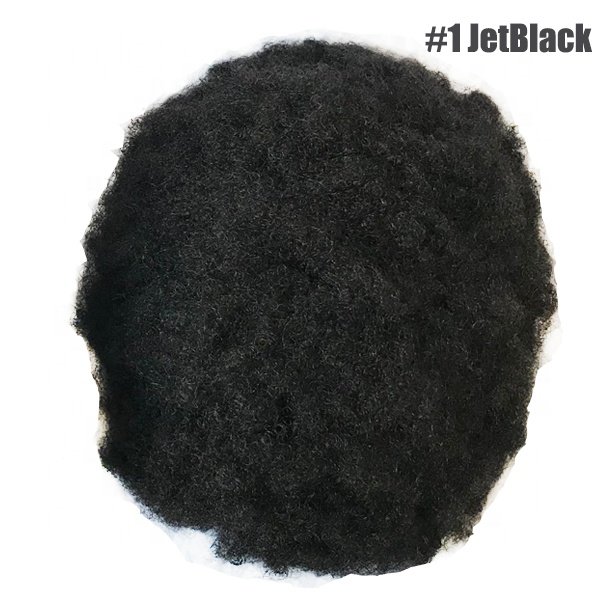 Full Lace Base Mens Hairpiece Afro Kinky Curly 10X8 Inch Jet Black Color Afro Toupee For Black Men