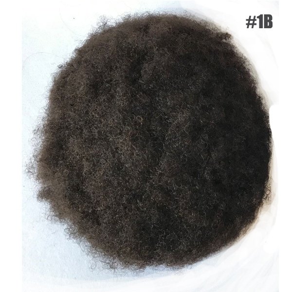 Full Lace Base Mens Hairpiece Afro Kinky Curly 10X8 Inch Jet Black Color Afro Toupee For Black Men
