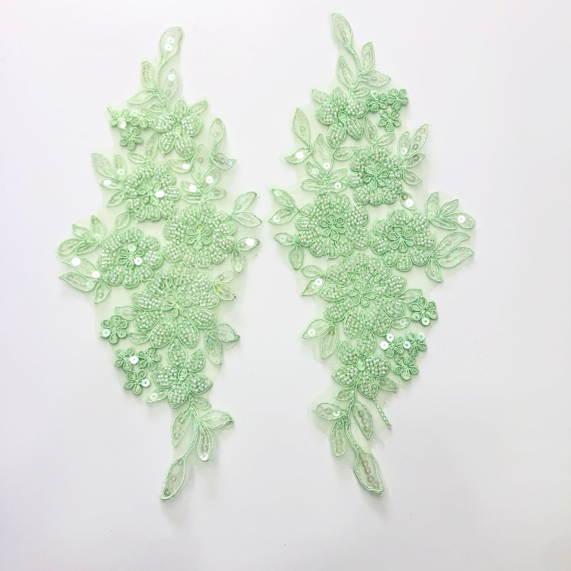Water soluble 3 d flower Polyester Chemical Embroidery beaded mesh Lace Applique pearls patches For Dress