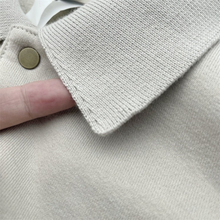 OEM 100% cotton Eco-friendly 1x1 Flat Knit Rib Polo Collar