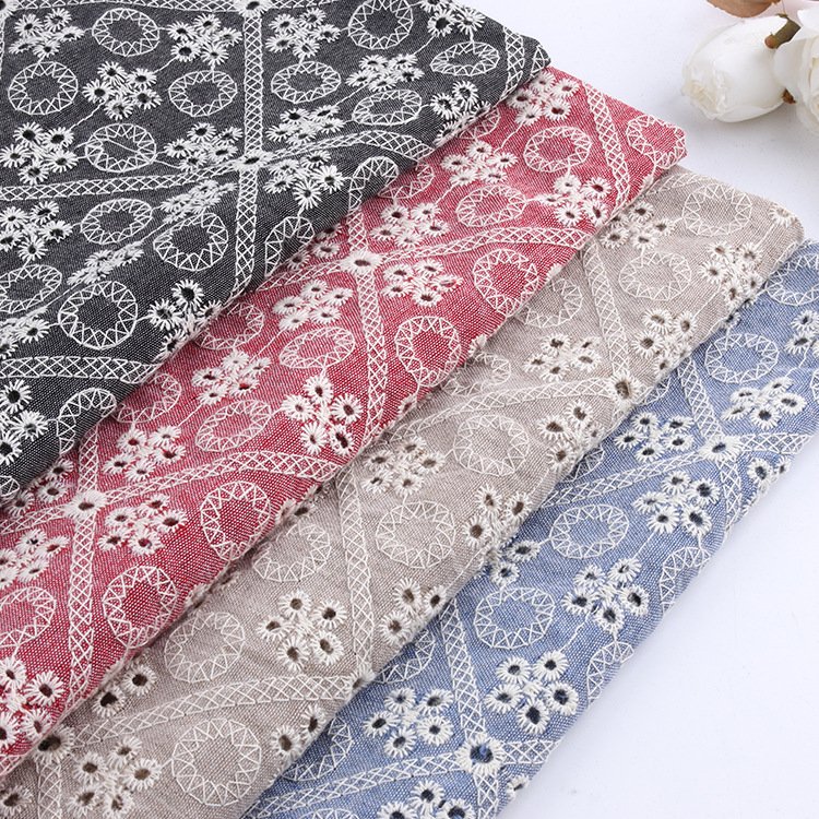 ZSY Embroidered Fabric Breathable Cotton Denim Embroidery Fabric For Women Dress