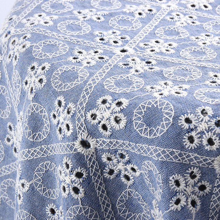 ZSY Embroidered Fabric Breathable Cotton Denim Embroidery Fabric For Women Dress