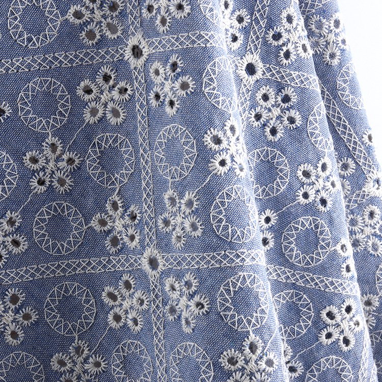 ZSY Embroidered Fabric Breathable Cotton Denim Embroidery Fabric For Women Dress