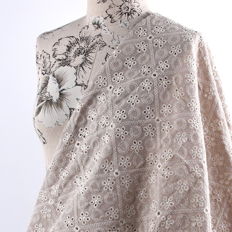 ZSY Embroidered Fabric Breathable Cotton Denim Embroidery Fabric For Women Dress