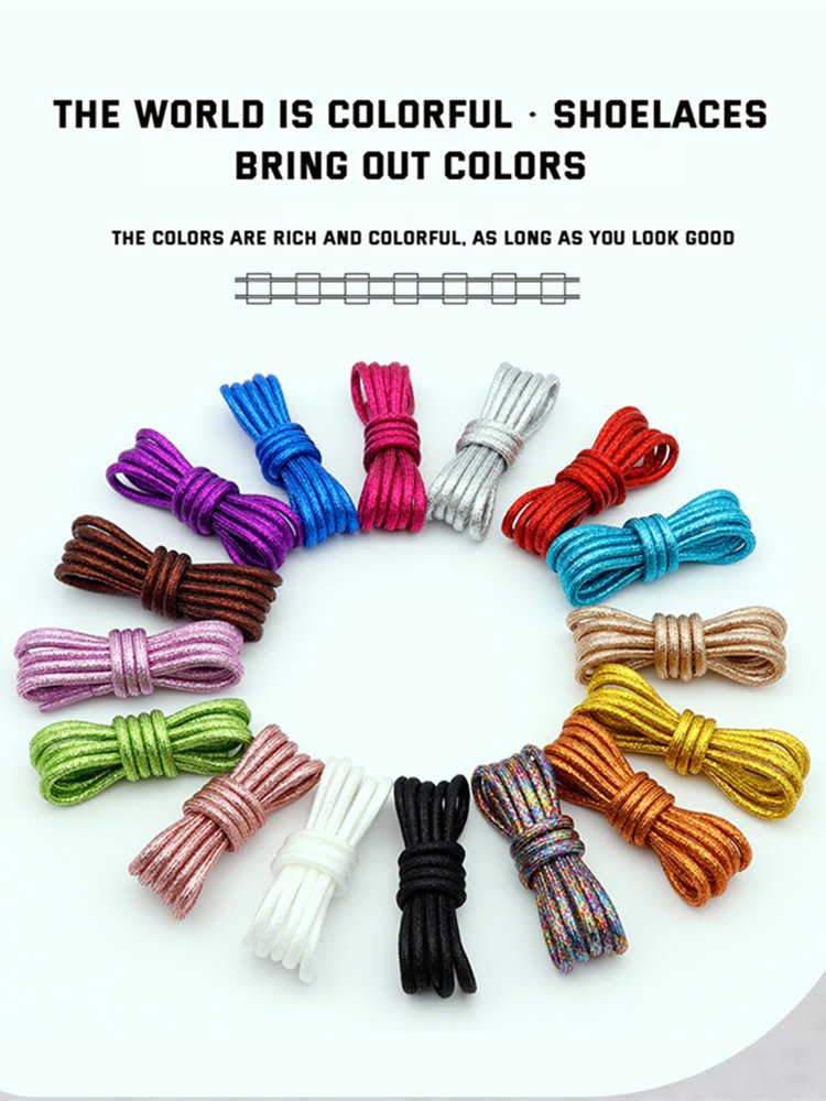 2023New Round Glitter Shoelaces of sneakers Circular metal Colorful Shoelaces Metallic Shiny gold silver sports shoe laces