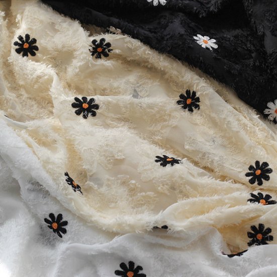 Custom design all over fabric chiffon decorative flowers for wedding georgette chiffon fabric