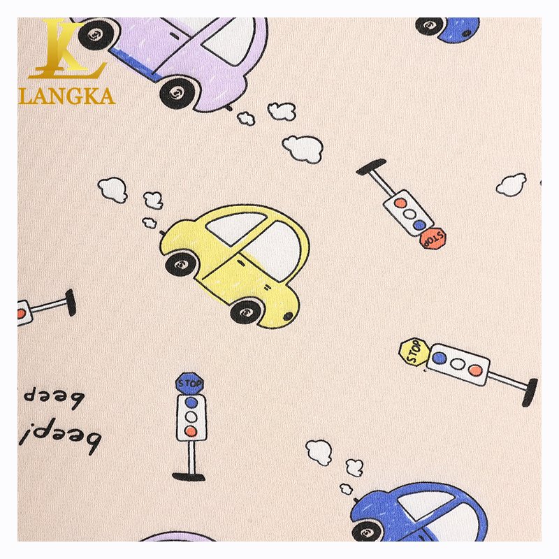 Langka Free Sample Custom Printing 95 Cotton 5 Spandex Elastic Knit Fabric For Baby Clothing