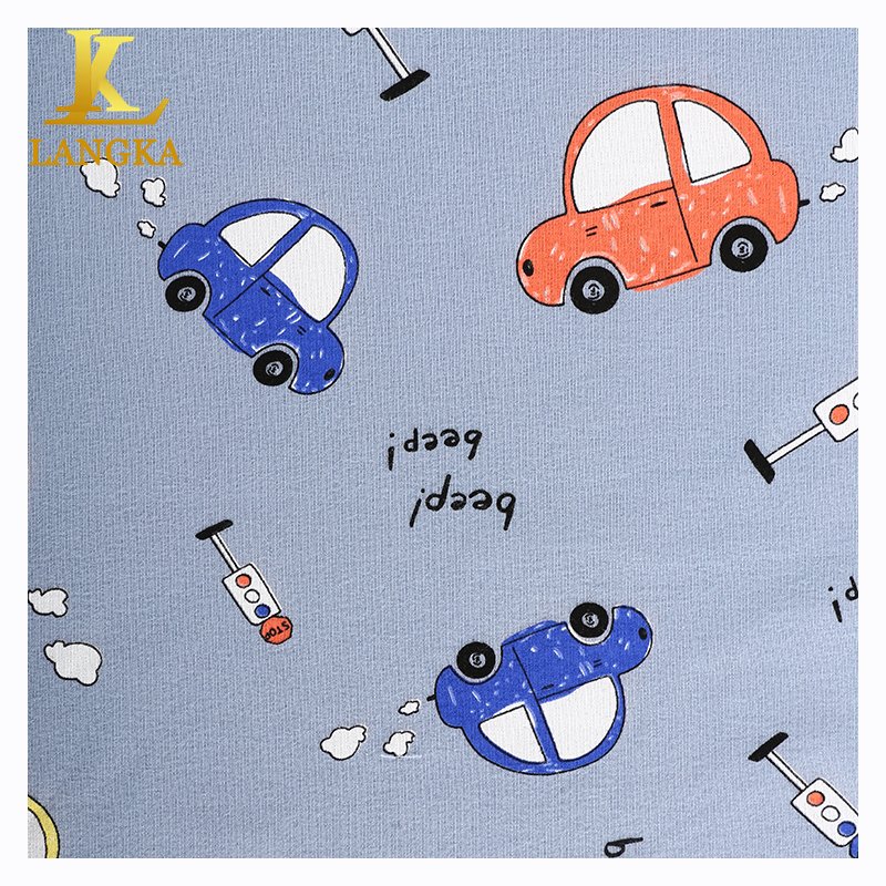 Langka Free Sample Custom Printing 95 Cotton 5 Spandex Elastic Knit Fabric For Baby Clothing