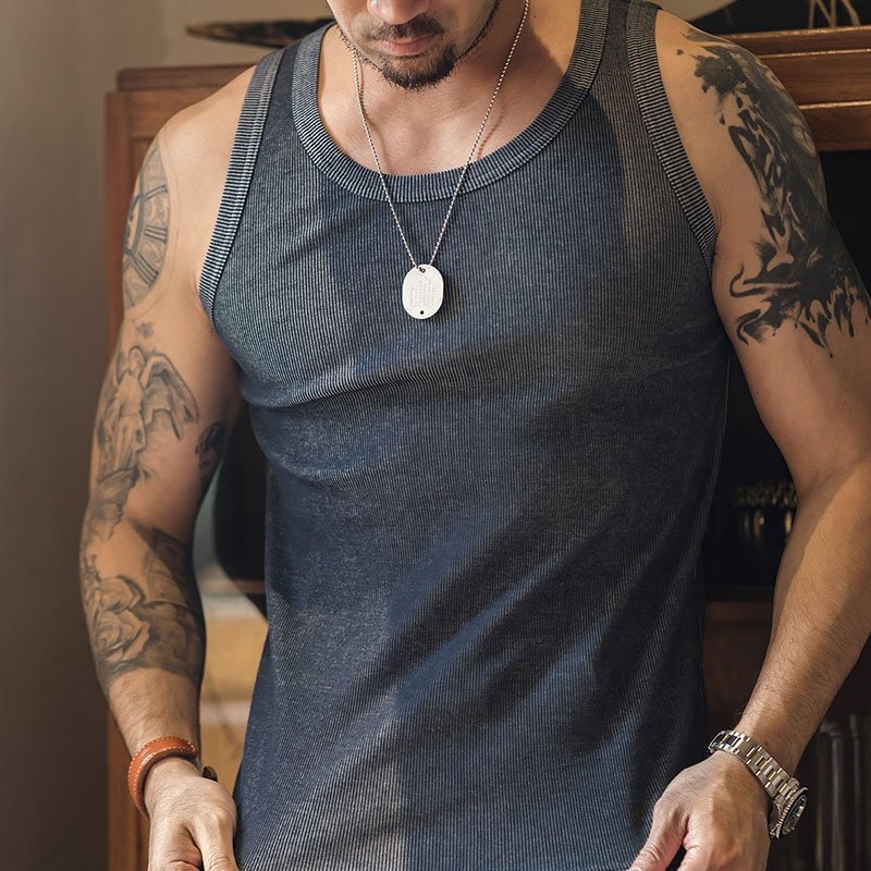 Custom ribbed tank top men summer 100% polyester tank tops