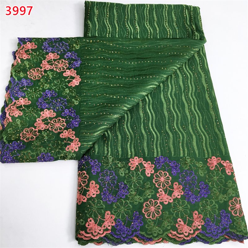 3997 Rose Color Nigerian Cotton Lace Fabric Swiss Voile Lace 2024 High Quality African Stones Cotton for Women Wedding Dresses