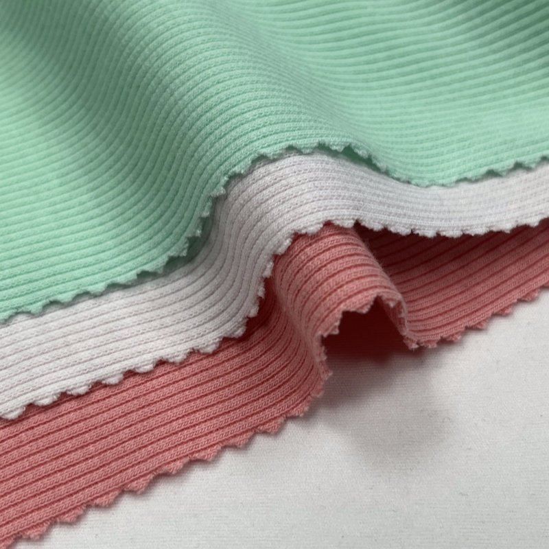 High Quality 4-Way Stretch Soft Rib Stripes Weft Knit Rayon Waterproof Spandex for Woman's Dress Shirt Swimwear Sportswear Girls