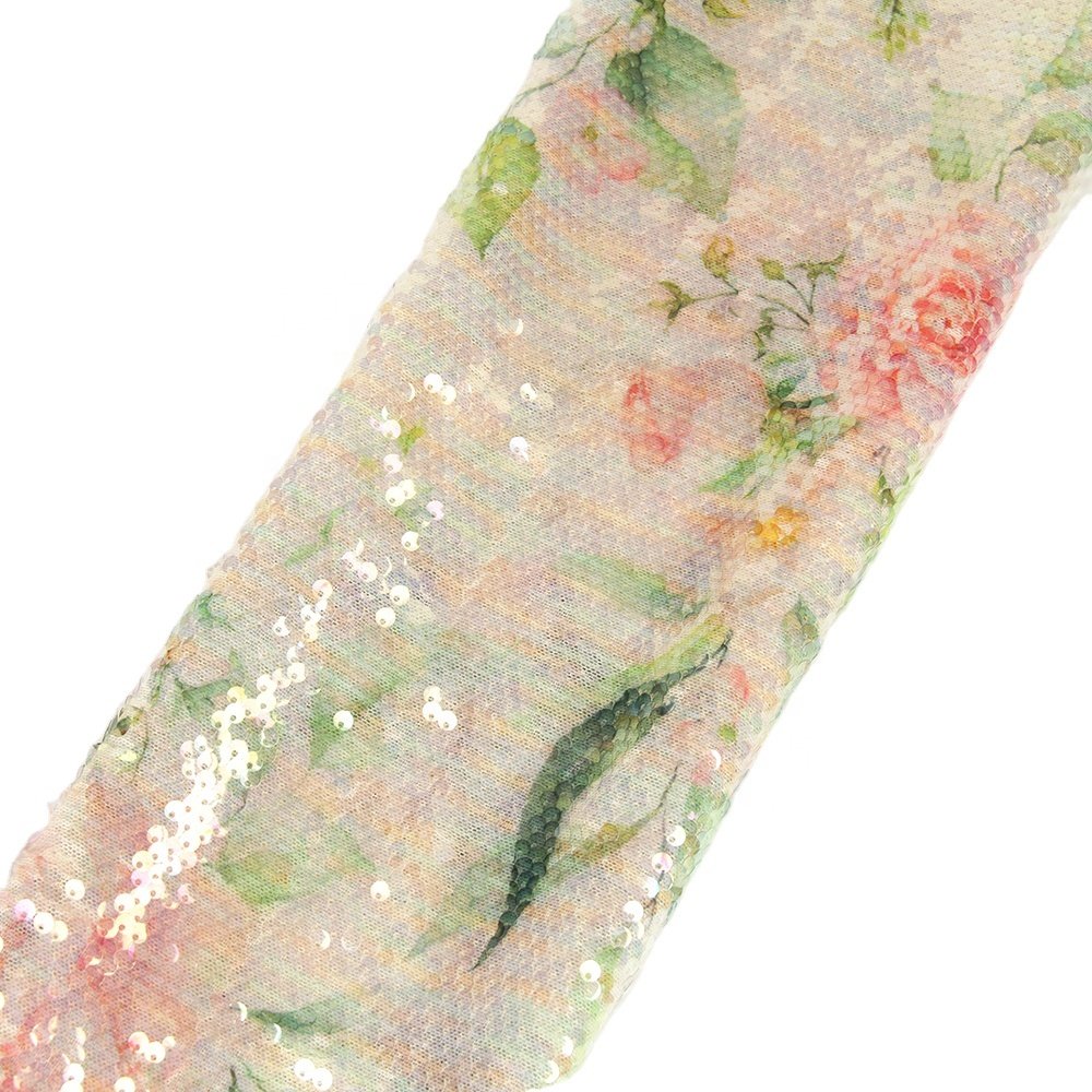 New Arrival Stretch mesh Fabric Digital Printing 5MM Shiny Sequin Fabric Embroidery Fabric For Garment