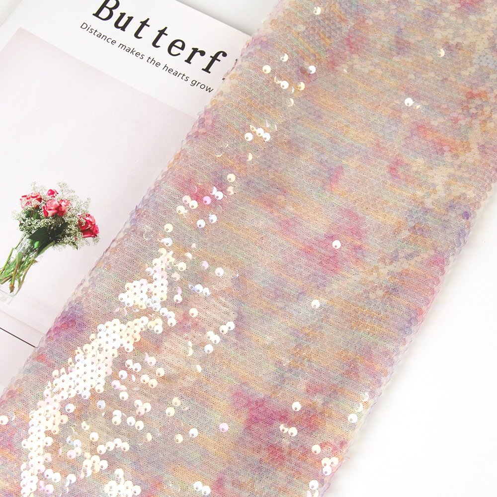 New Arrival Stretch mesh Fabric Digital Printing 5MM Shiny Sequin Fabric Embroidery Fabric For Garment