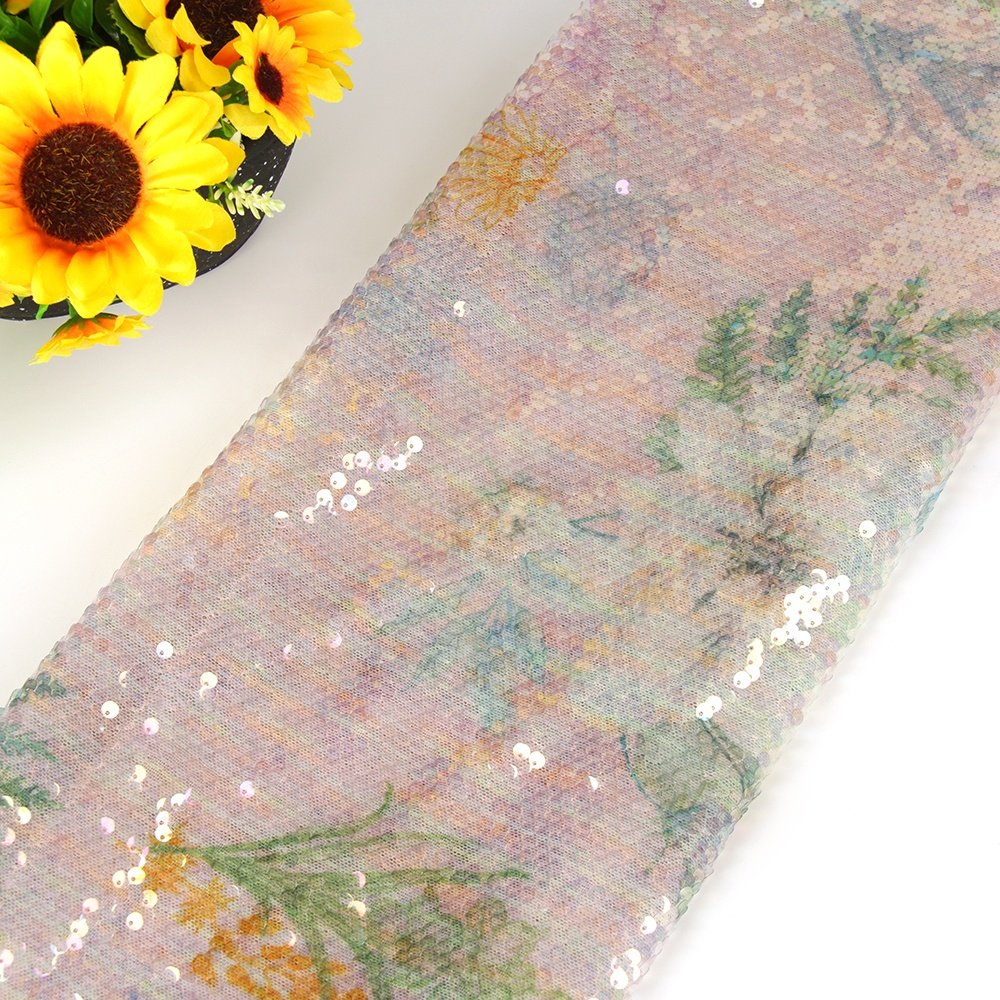 New Arrival Stretch mesh Fabric Digital Printing 5MM Shiny Sequin Fabric Embroidery Fabric For Garment