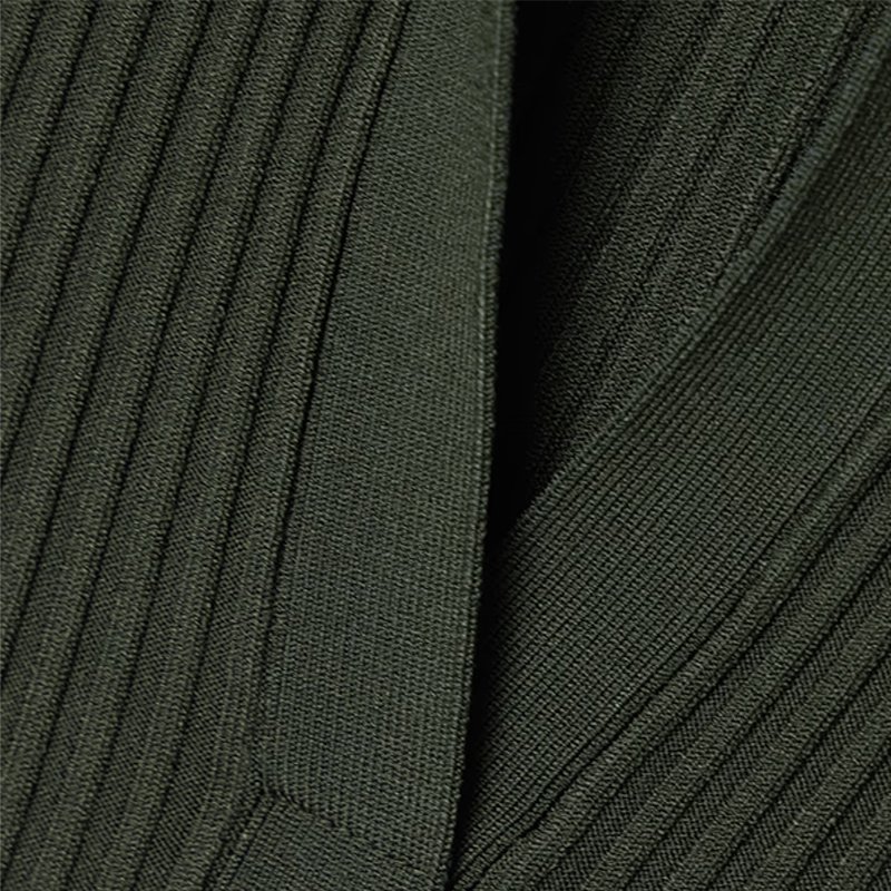 Knitwear manufacturer custom spring autumn army green V neck long sleeved ribbed knitted women's sweater dress
