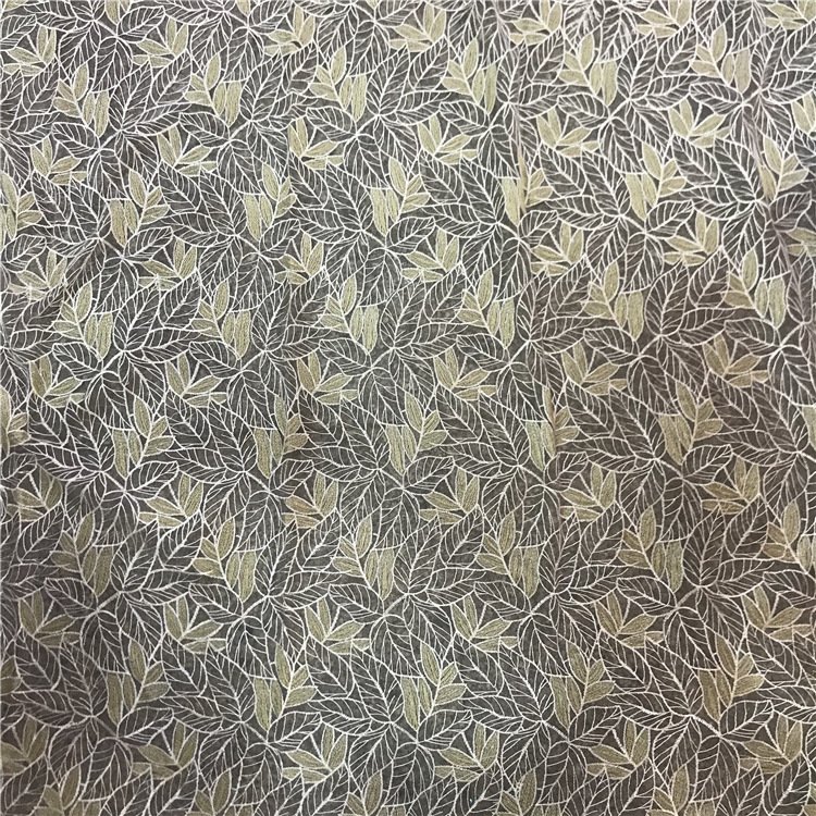 New embroidery fabric gold thread net gauze leaf lace fabric women's fashion dress accessories luxury polyester fabric