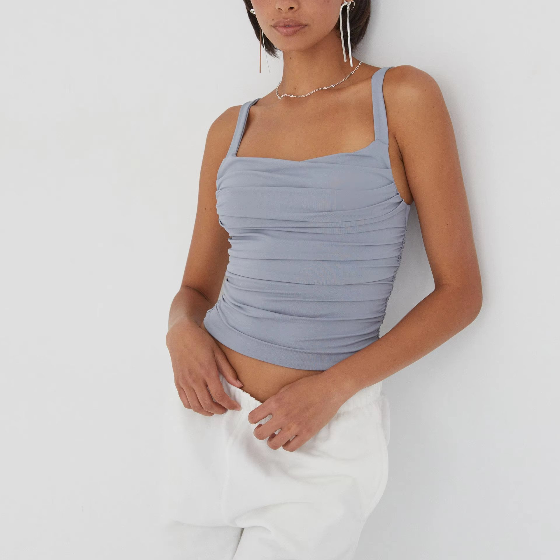 Runwaylove R447 New Design Sling U-neck Tank Crop Top