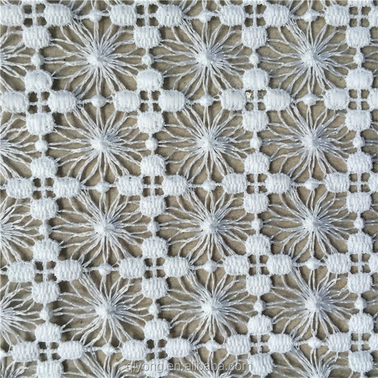 New Design Water Soluble Chemical Lace Fabric Embroidery Wholesale for Fashion Lace Dress