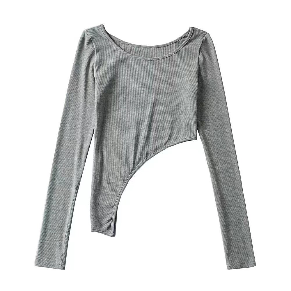 Customized new styles Women's long sleeve fitted t shirt women Sustainable luxury ribbed t shirts high quality for women