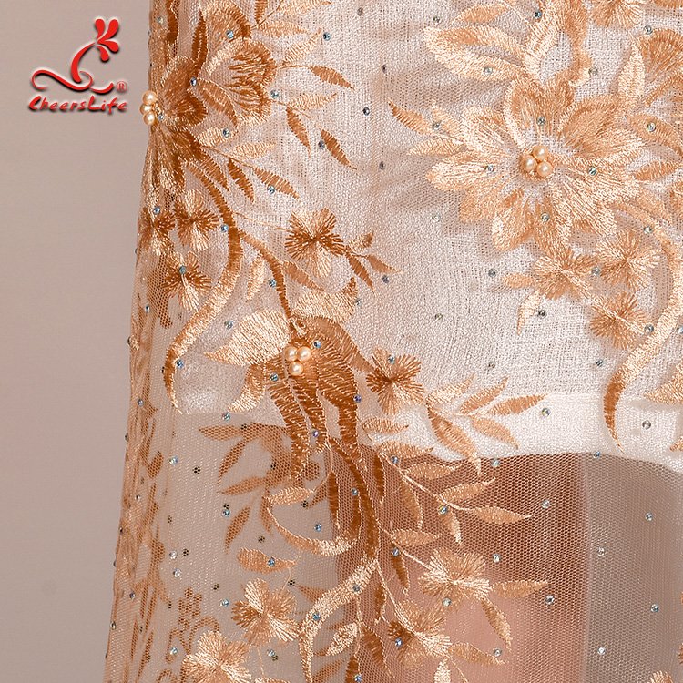 Wholesale Voile Dress 3d Flower Embroidery Beaded African Glitter sequins french lace fabric wedding bridal dress for party