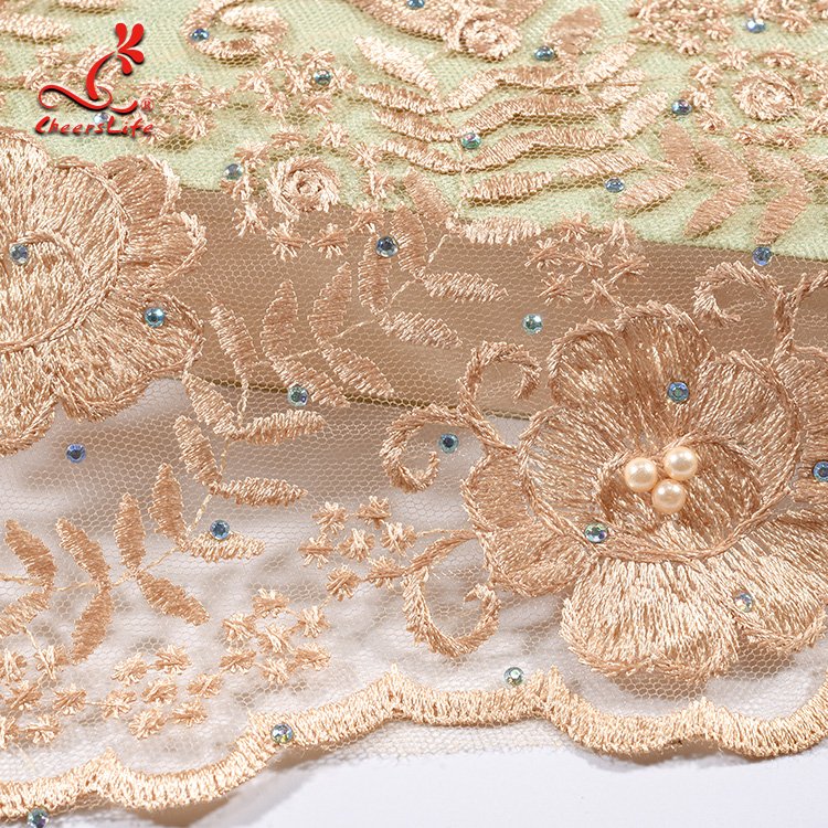 Wholesale Voile Dress 3d Flower Embroidery Beaded African Glitter sequins french lace fabric wedding bridal dress for party
