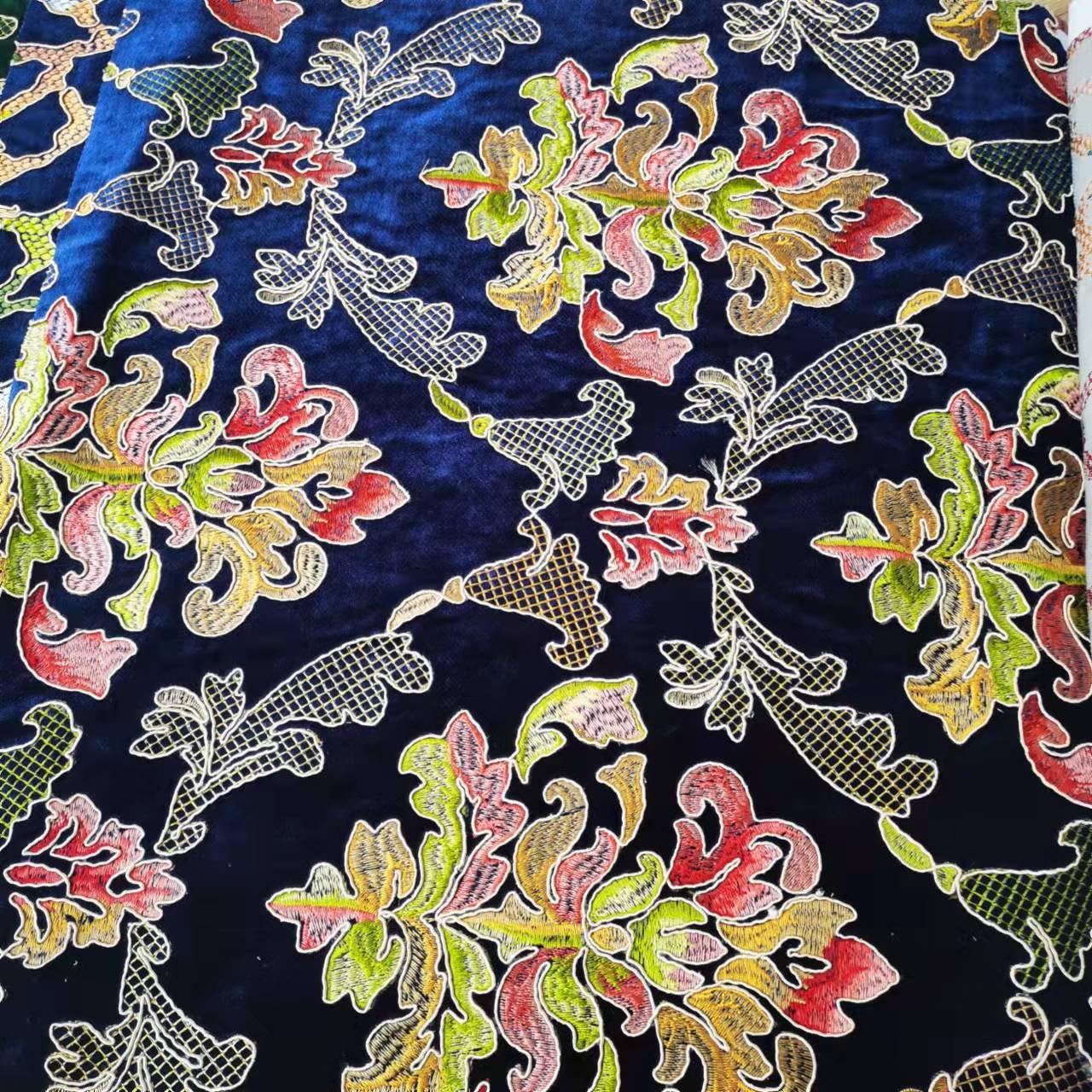 newest design 21102 Morocco good selling embroidery velvet fabric embroidery sofa fabric cushion fabric A+B
