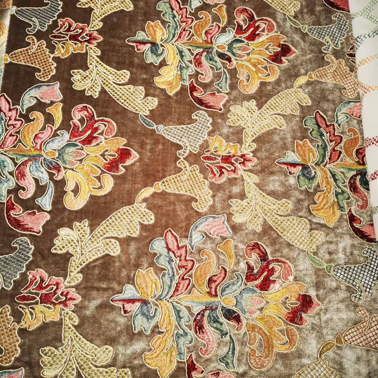 newest design 21102 Morocco good selling embroidery velvet fabric embroidery sofa fabric cushion fabric A+B