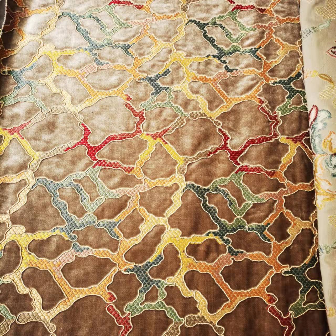 newest design 21102 Morocco good selling embroidery velvet fabric embroidery sofa fabric cushion fabric A+B