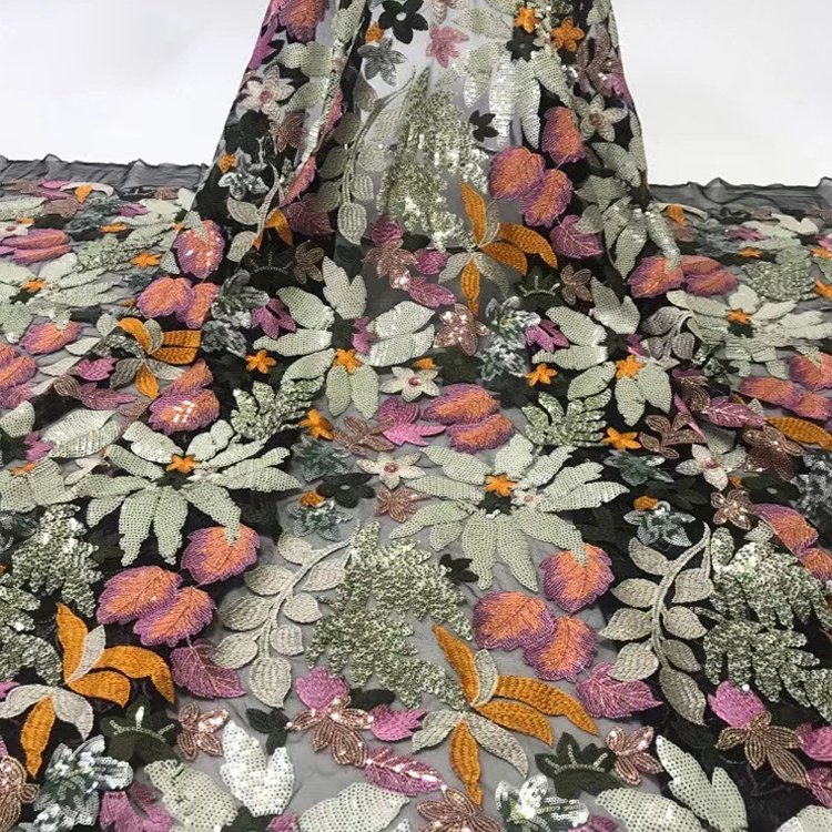 Sequin Embroidery Flower Indian Lace Fabric for Other Apparel&Accessories