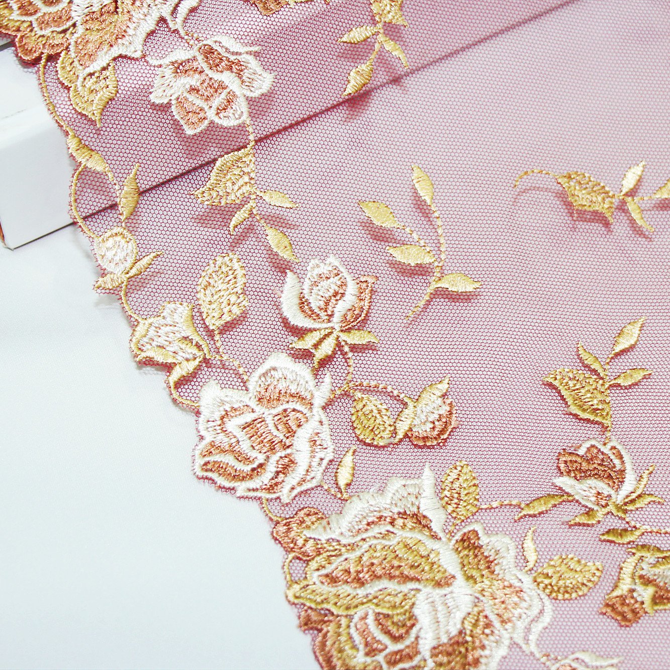 3D Flower Embroidery Lace Tulle Polyester Embroidered Lace Trim Voile Lace Fabrics For Women Dress