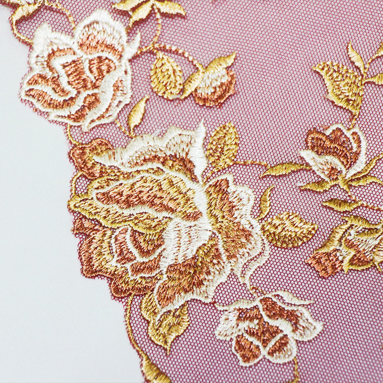 3D Flower Embroidery Lace Tulle Polyester Embroidered Lace Trim Voile Lace Fabrics For Women Dress
