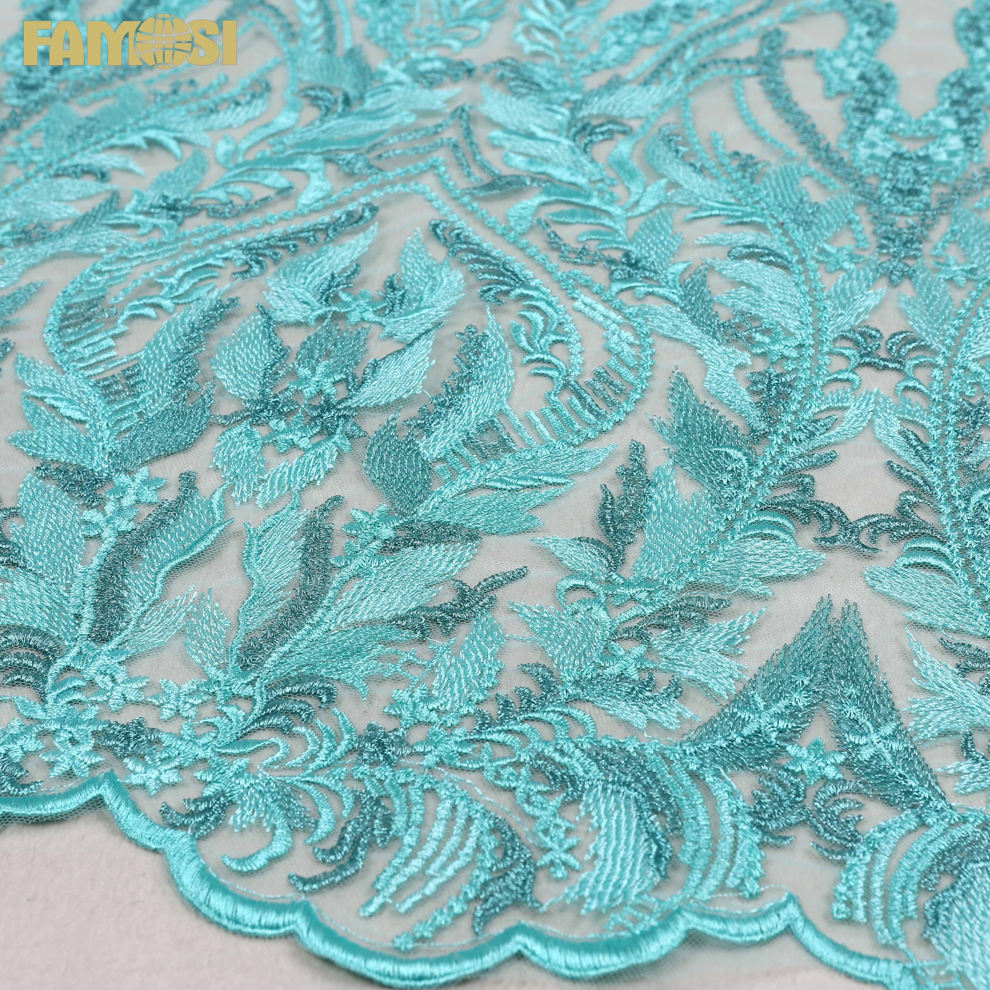 Cheap price custom flowers design bright beautiful lace embroidery fabric for wedding clothing