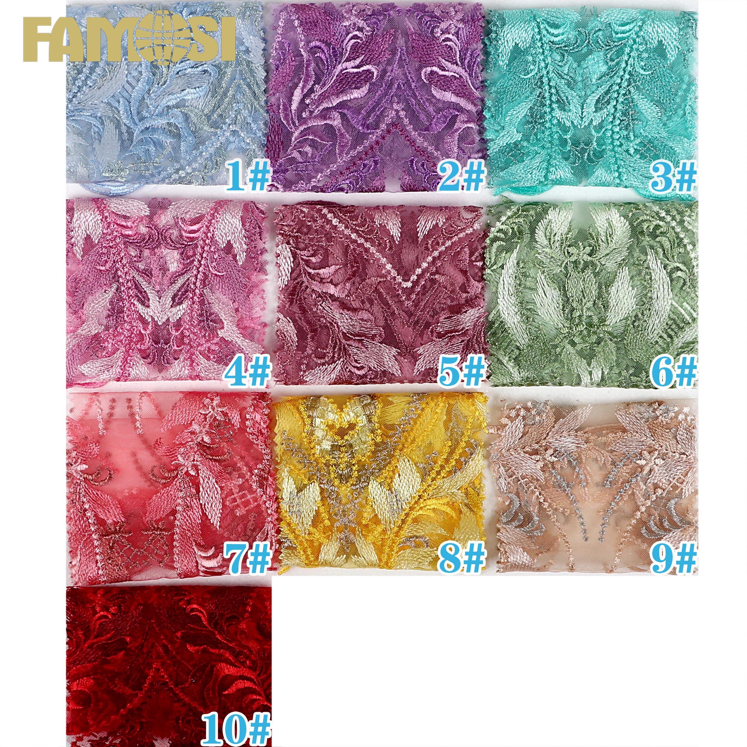 Cheap price custom flowers design bright beautiful lace embroidery fabric for wedding clothing