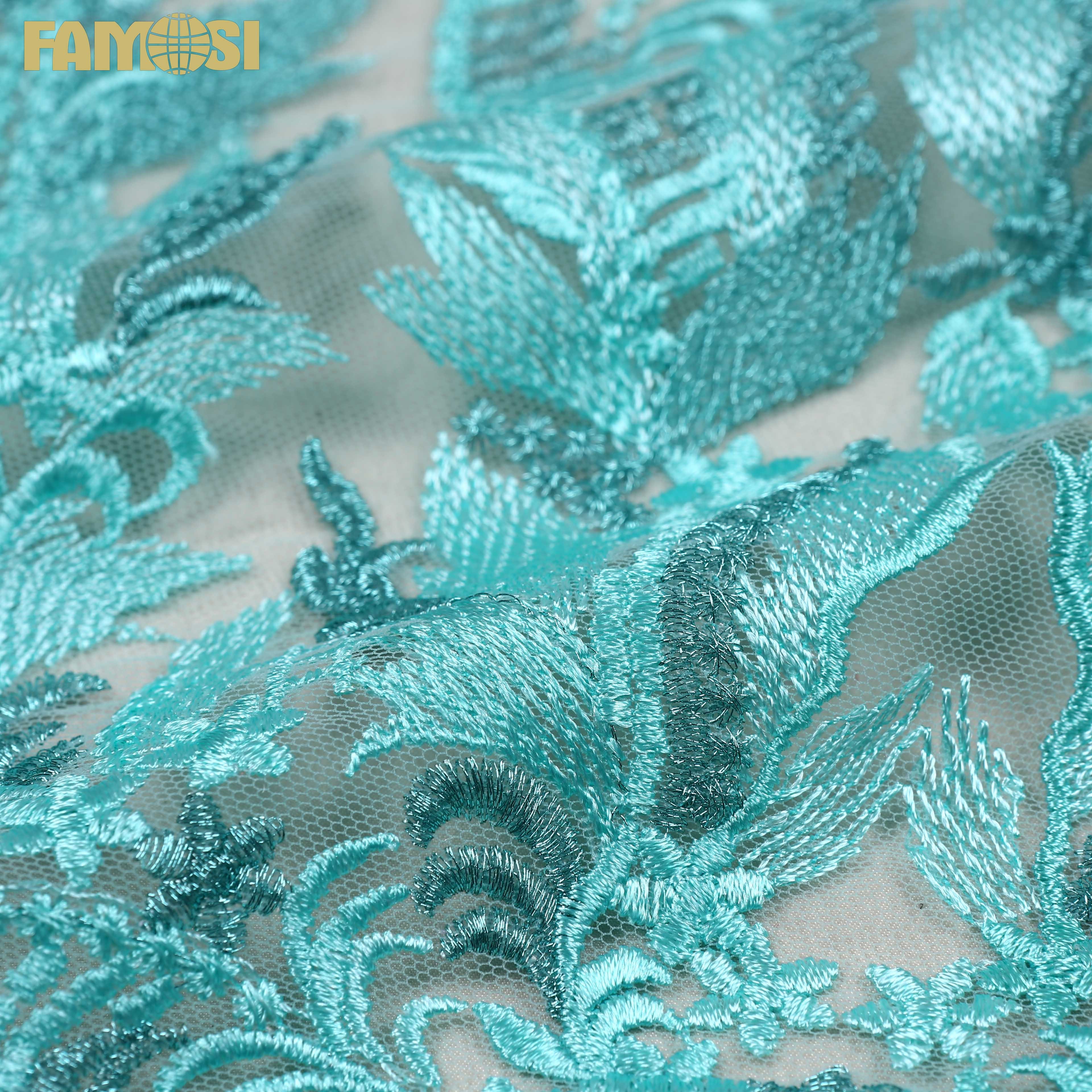 Cheap price custom flowers design bright beautiful lace embroidery fabric for wedding clothing
