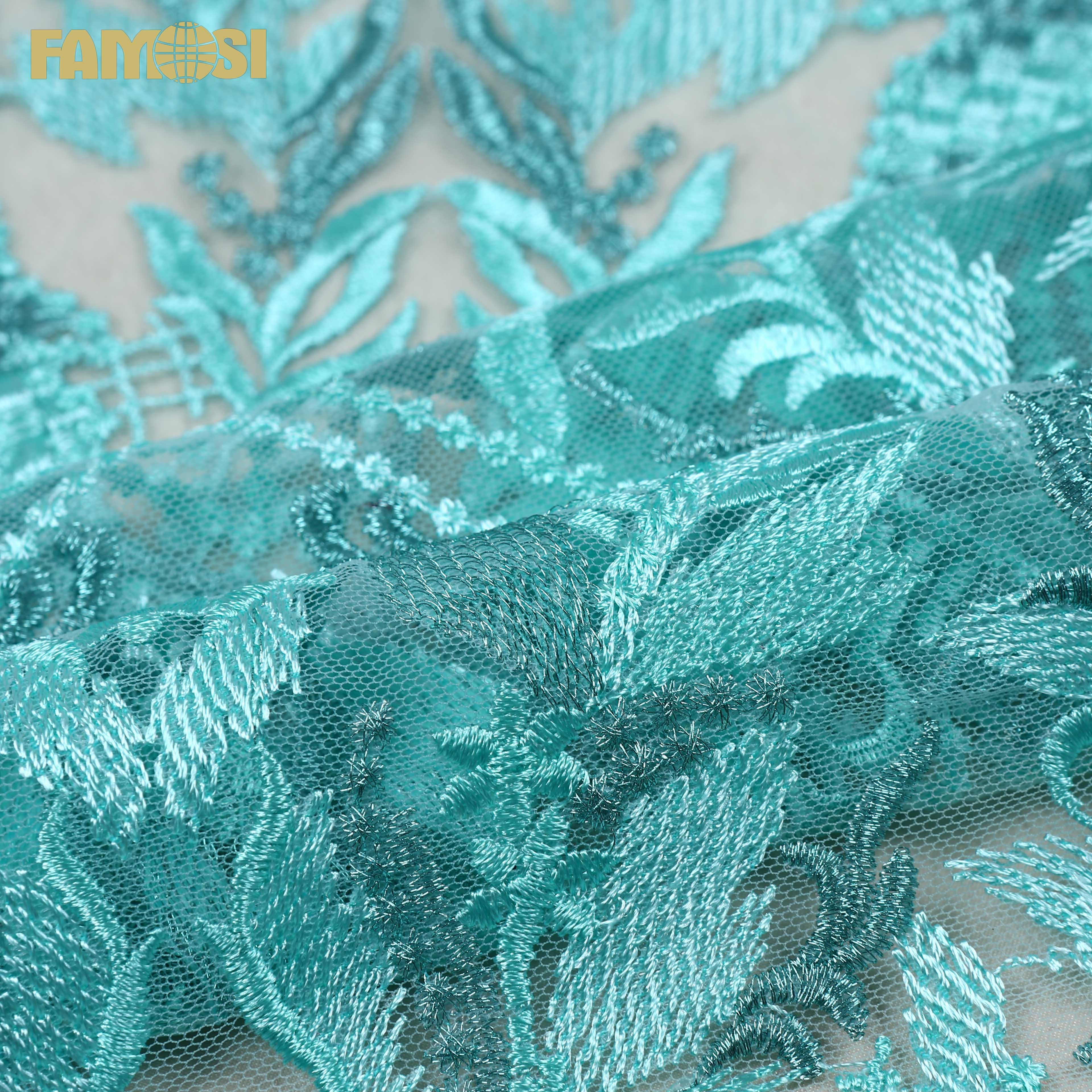 Cheap price custom flowers design bright beautiful lace embroidery fabric for wedding clothing