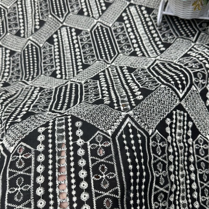Factory Manufacturer Floral Embroidery Fabric Georgette Fabric Silk for Table Cloth