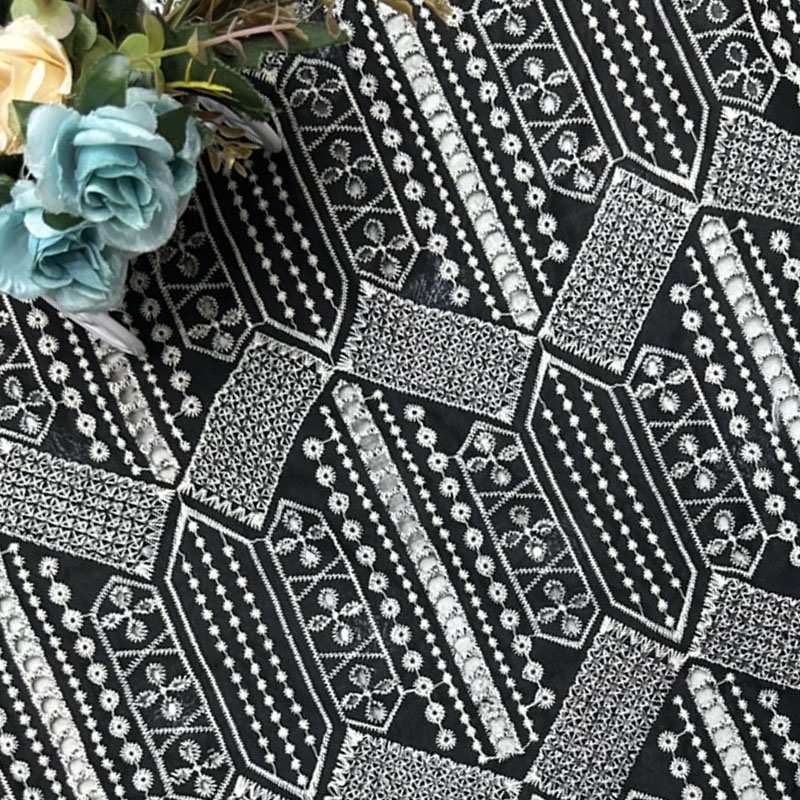 Factory Manufacturer Floral Embroidery Fabric Georgette Fabric Silk for Table Cloth