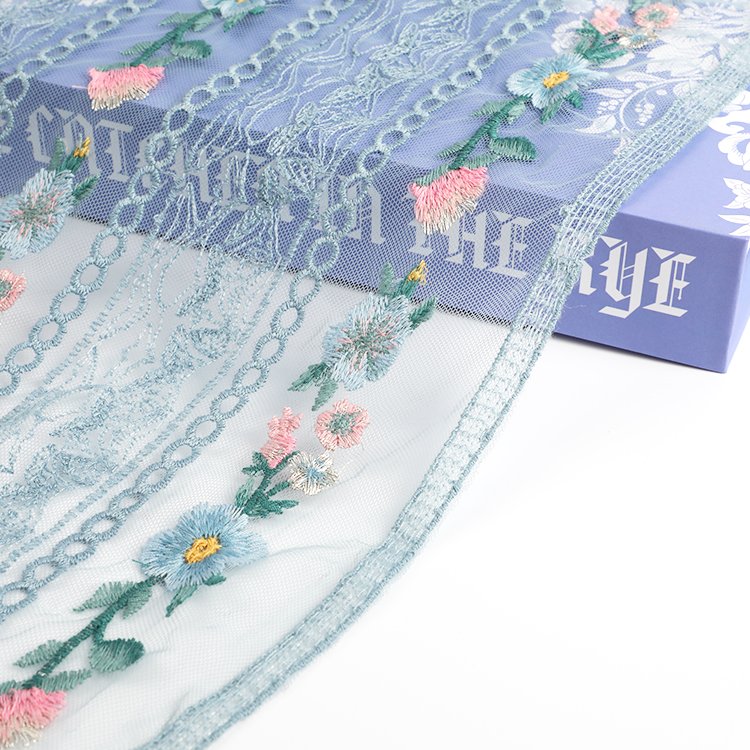 HOT Sale Cheap Embroidered Fabric Lace 100% Polyester embroidery Fabric for Dress
