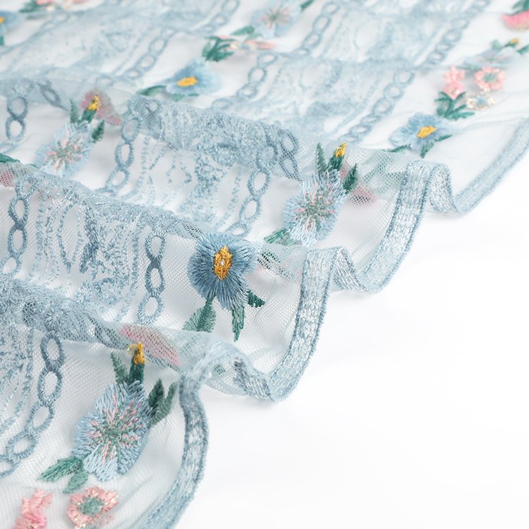 HOT Sale Cheap Embroidered Fabric Lace 100% Polyester embroidery Fabric for Dress