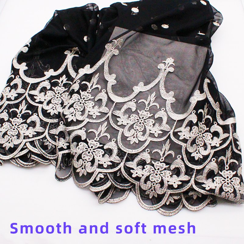 Wholesale Black Soft Organza Fabric African Lace Fabric New Design Gold Thread French Embroidery Fabric