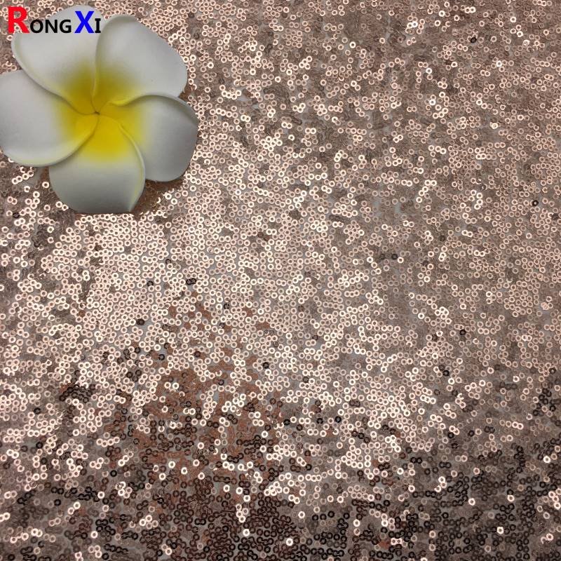 Cheap Wholesale Pice RXF0339 3MM Hot Selling Matter Gold Color Sequin Tulle Net Lace Mesh Embroidery Fabric for Party Dress