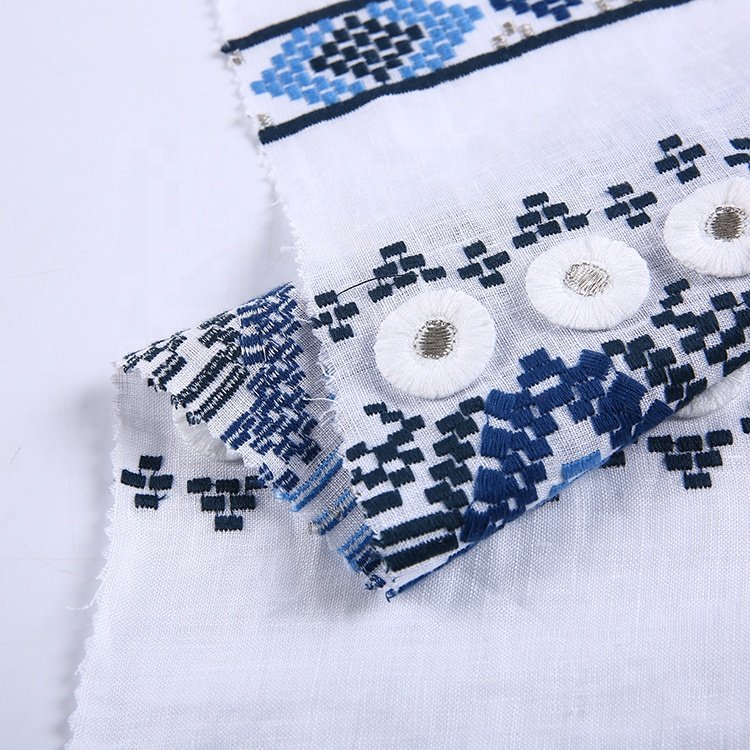 HA-15830C China supplier linen fancy traditional women dress all over 3d embroidery fabric