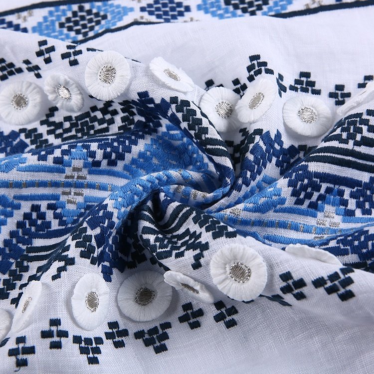 HA-15830C China supplier linen fancy traditional women dress all over 3d embroidery fabric
